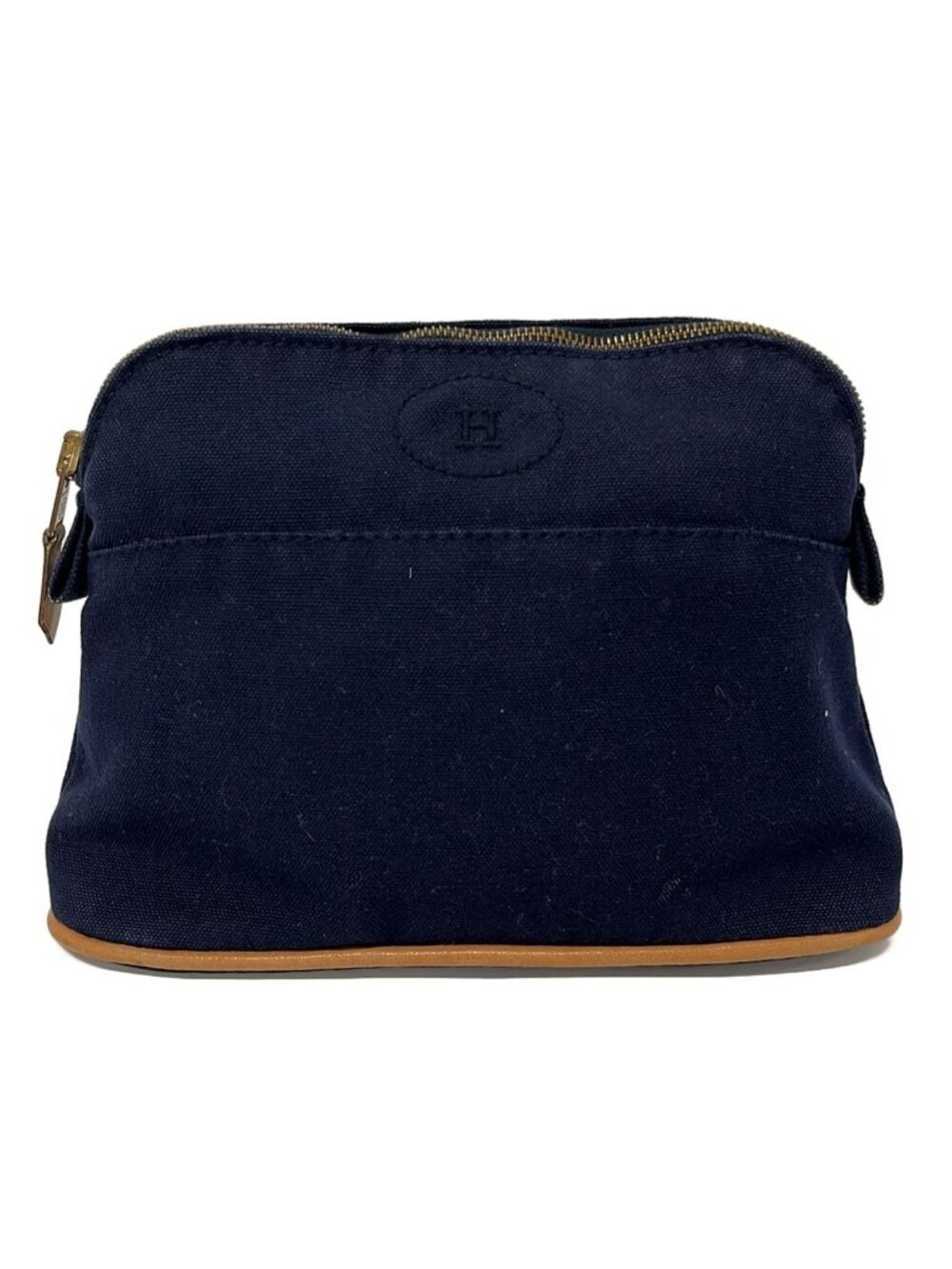 Hermes Pouch Bolide 20 Navy Light Brown Leather